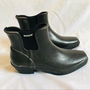 Black/Dark Brown Bogs Waterproof Heeled Rainboots